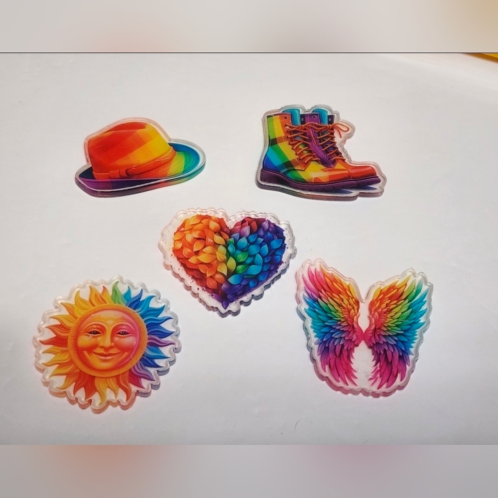 Flatback Pride Crafts Badge Keychain Bag Clip Magnet Rainbow